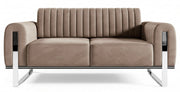 Zweisitziges Sofa Parissa in Beige, Velours, Chromfüße