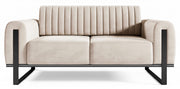 Zweisitziges Sofa Parissa hellbeige Velours schwarze Beine
