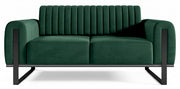 Zweisitziges Sofa Parissa, grüner Samt, schwarze Beine