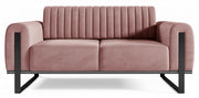 Zweisitziges Sofa Parissa, rosa Samt, schwarze Beine