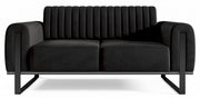 Zweisitziges Sofa Parissa, schwarzer Samt, schwarze Beine