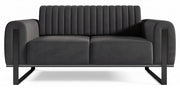 Zweisitziges Sofa Parissa, dunkelgrauer Samt, schwarze Beine