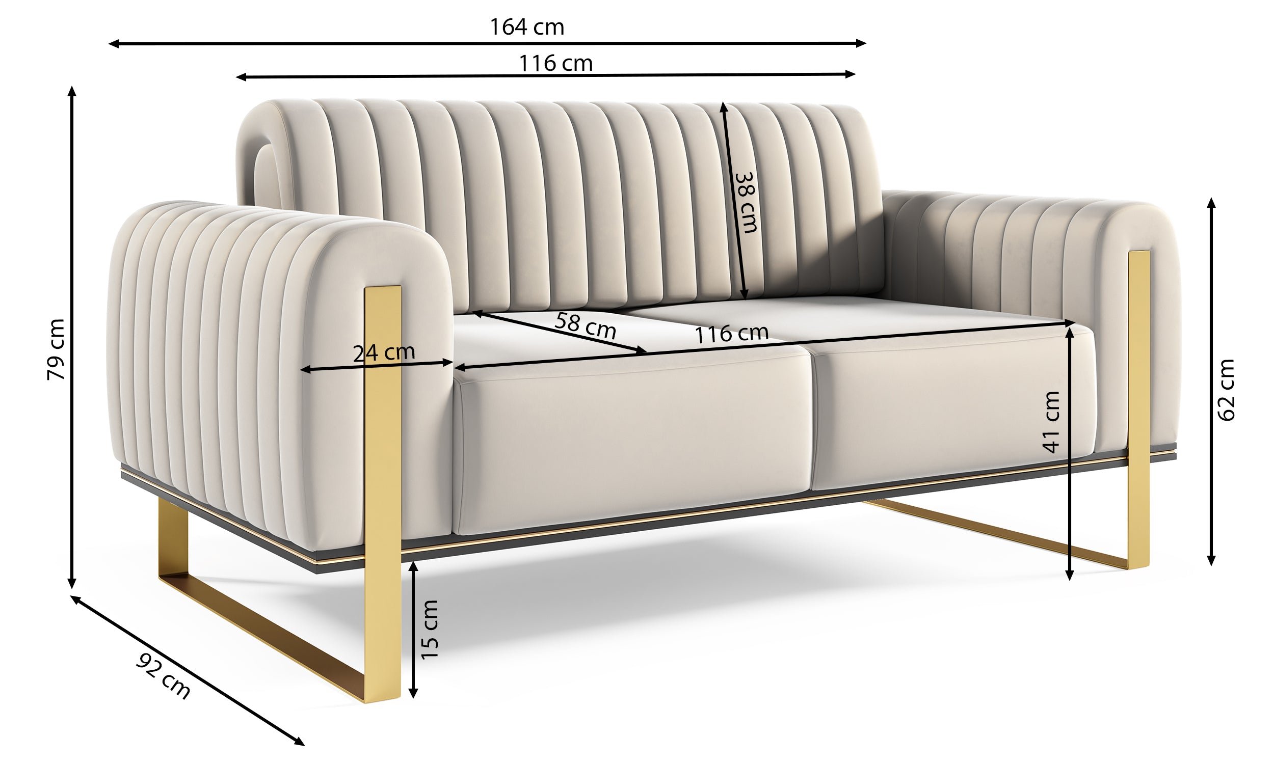 Zweisitziges Sofa Parissa aus rosa Samt