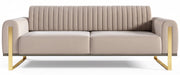 Canapé 3 places Parissa velours beige clair pieds dorés