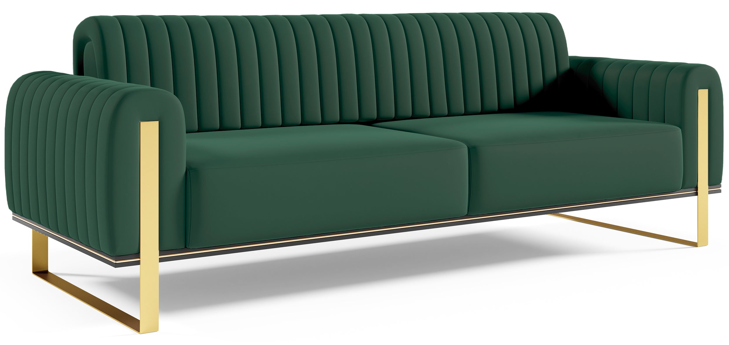 Drei-Sitzer-Sofa Parissa aus grünem Samt