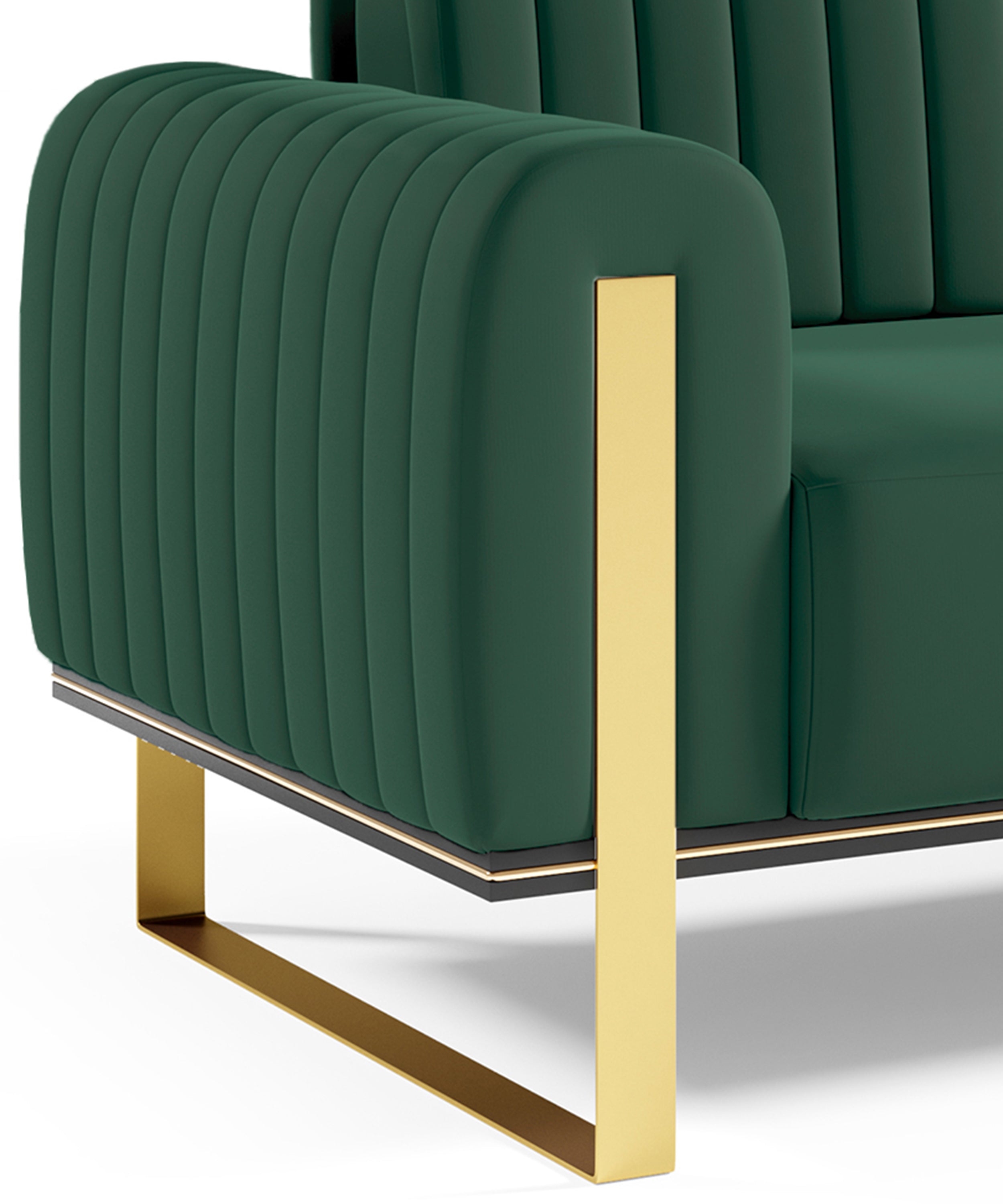 Drei-Sitzer-Sofa Parissa aus grünem Samt