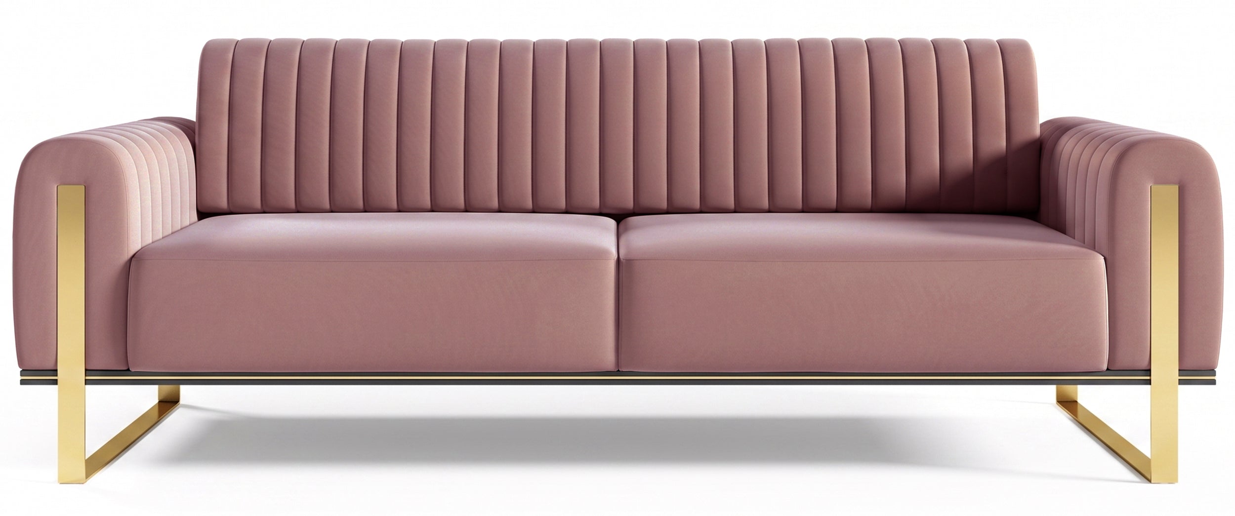 Dreisitziges Sofa Parissa aus rosa Velours