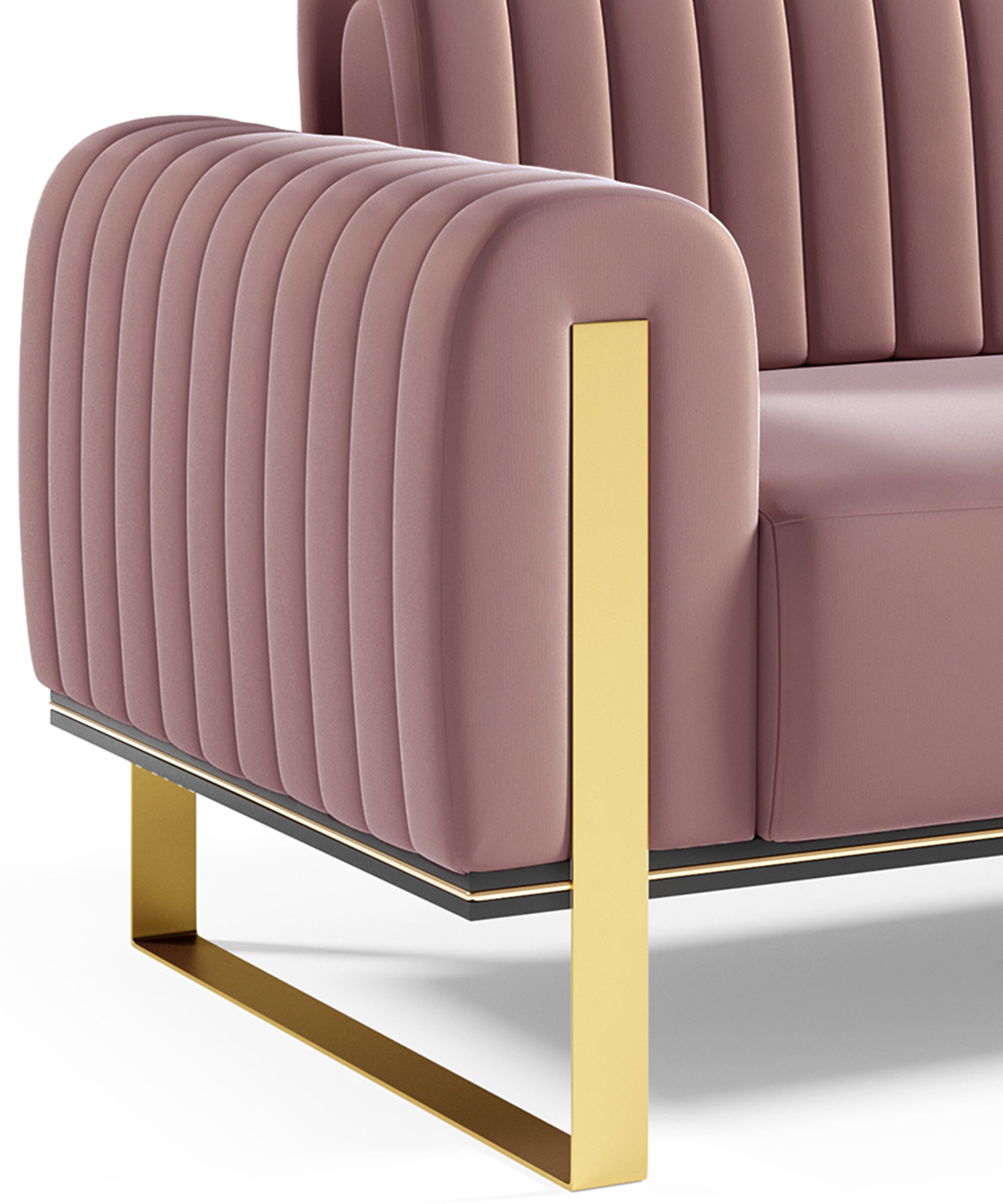 Dreisitziges Sofa Parissa aus rosa Velours