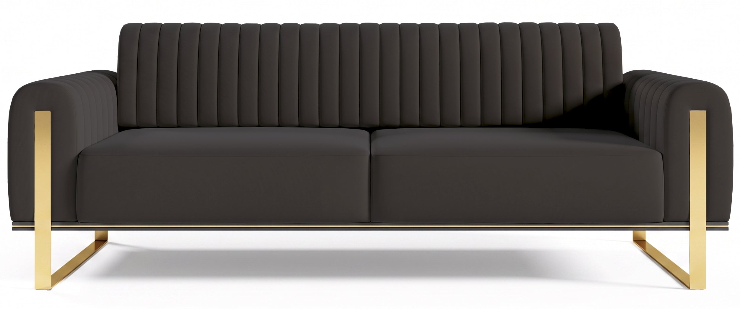 Dreisitziges Sofa Parissa aus dunkelgrauem Samtvelours