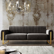 Dreisitziges Sofa Parissa aus dunkelgrauem Samtvelours