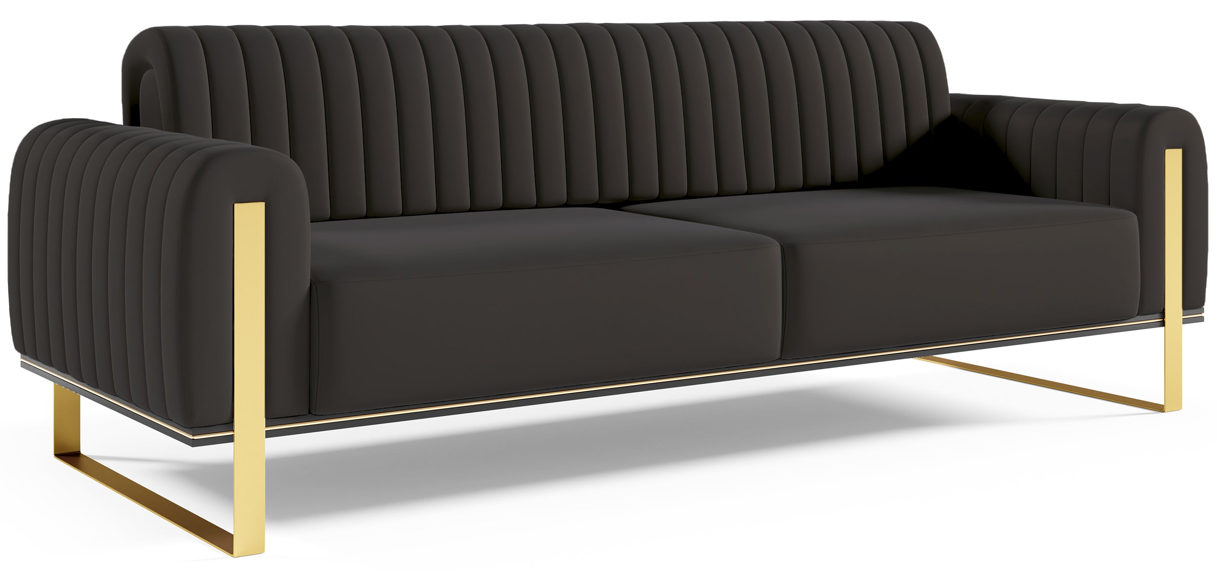 Dreisitziges Sofa Parissa aus dunkelgrauem Samtvelours