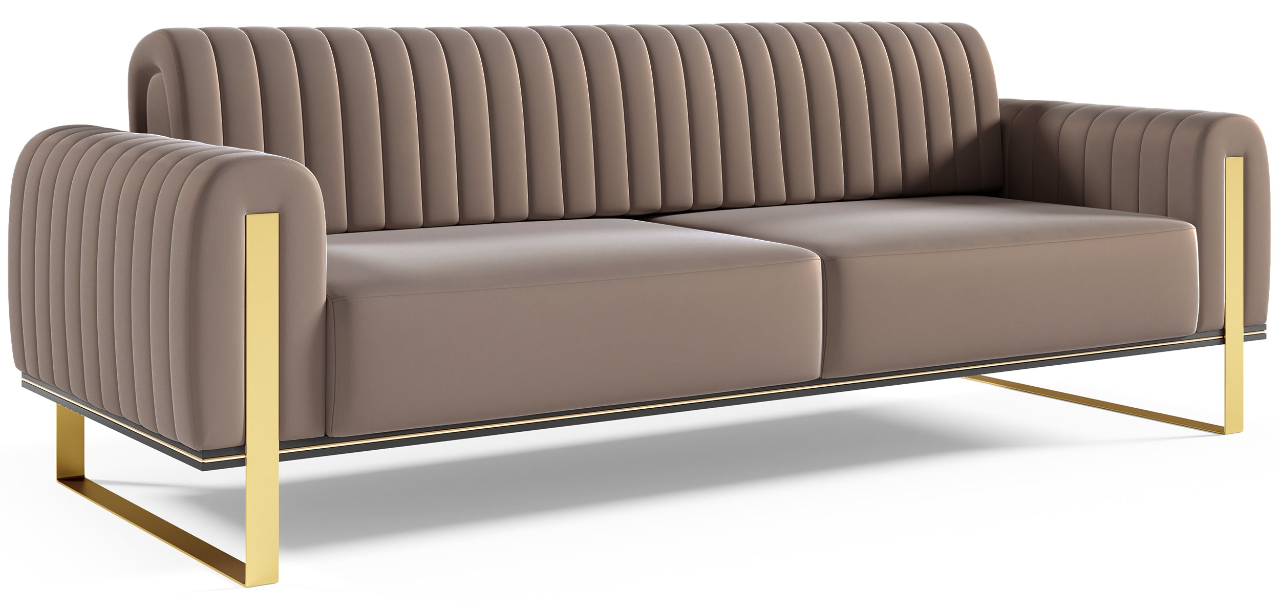 Dreiersofa Parissa aus braunem Samt