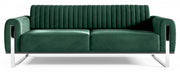 Dreier-Sofa Parissa grün, Samt, Chromfüße