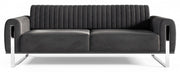 Dreisitziges Sofa Parissa, dunkelgrauer Samt, Chrombeine