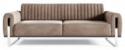 Dreisitziges Sofa Parissa, beige, Samt, Chromfüße