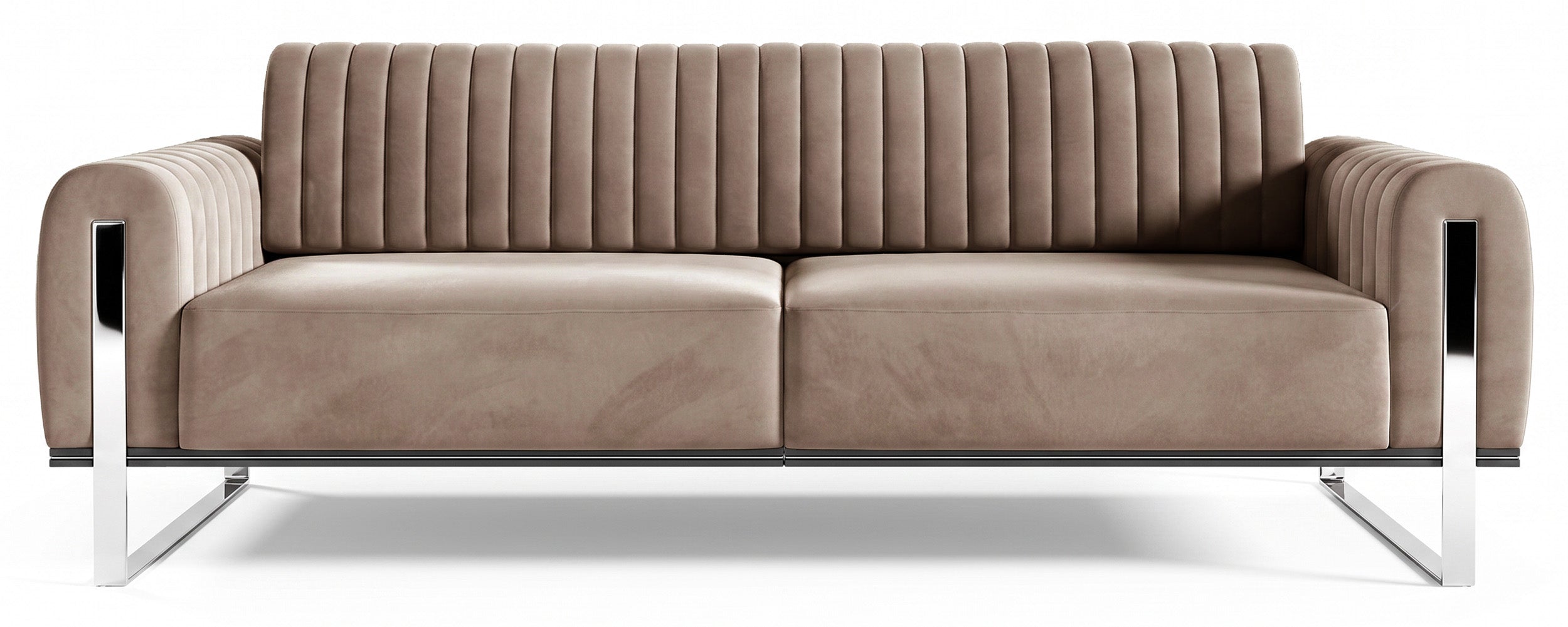 Dreisitziges Sofa Parissa, beige, Samt, Chromfüße