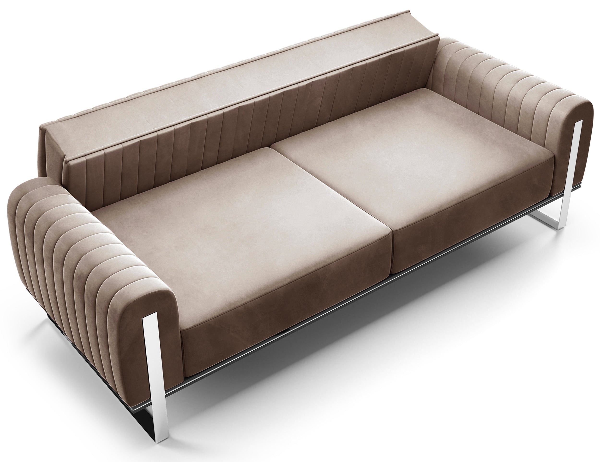 Dreisitziges Sofa Parissa, beige, Samt, Chromfüße