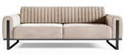 Dreissitziges Sofa Parissa, hellbeiger Samt, schwarze Beine