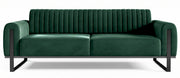 Dreisitiges Sofa Parissa, grüner Samt, schwarze Beine