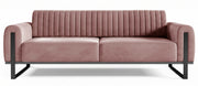 Dreiersofa Parissa, rosa Samt, schwarze Beine
