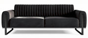 Dreier-Sofa Parissa, schwarzer Samt, schwarze Beine