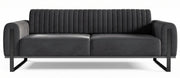 Dreisitziges Sofa Parissa, dunkelgrauer Samt, schwarze Beine