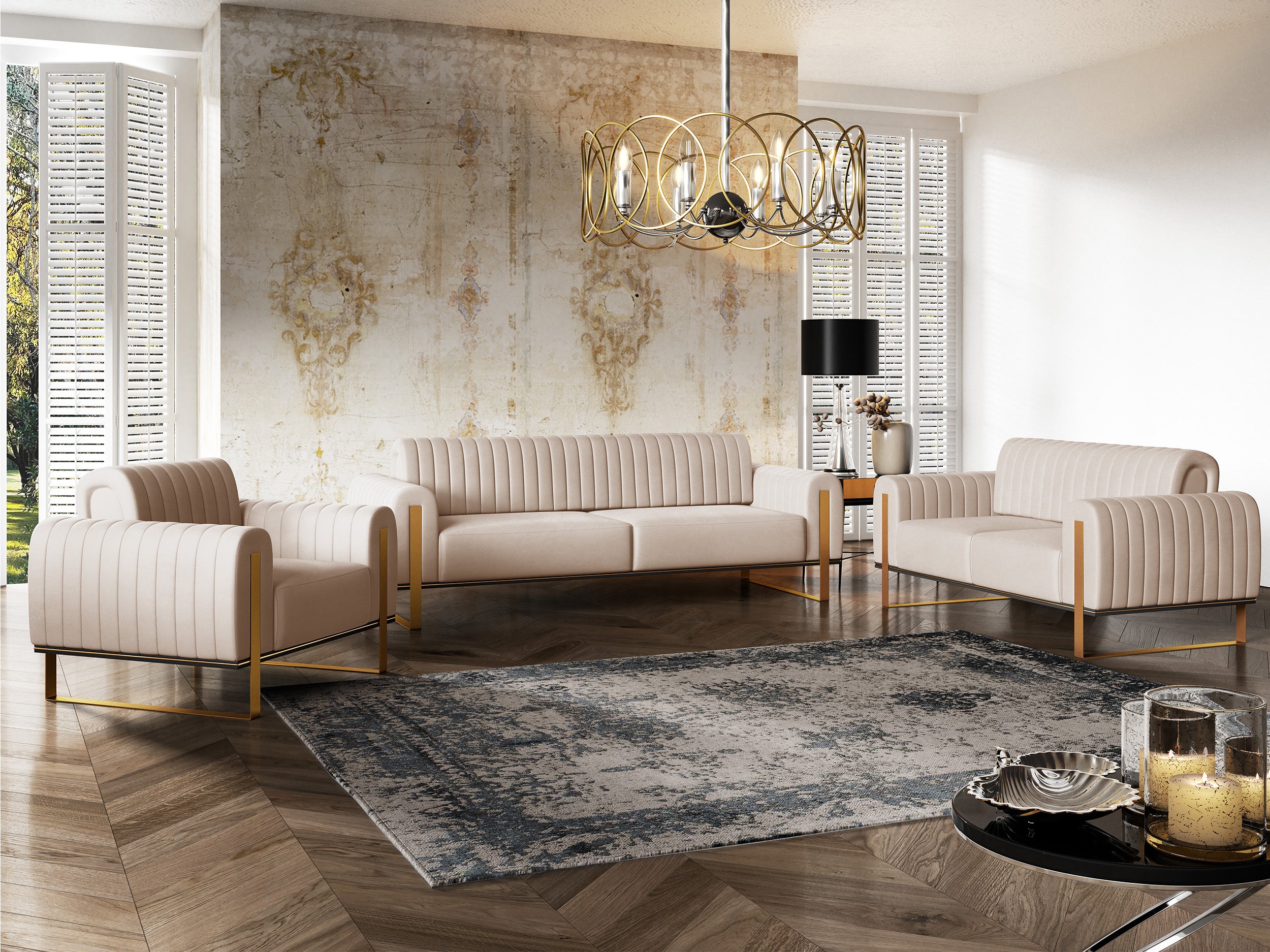 Zweisitziges Sofa Parissa, beige Samt