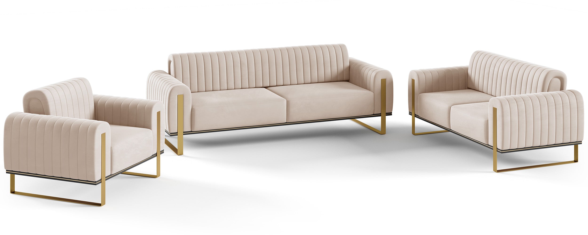 Zweisitziges Sofa Parissa, beige Samt