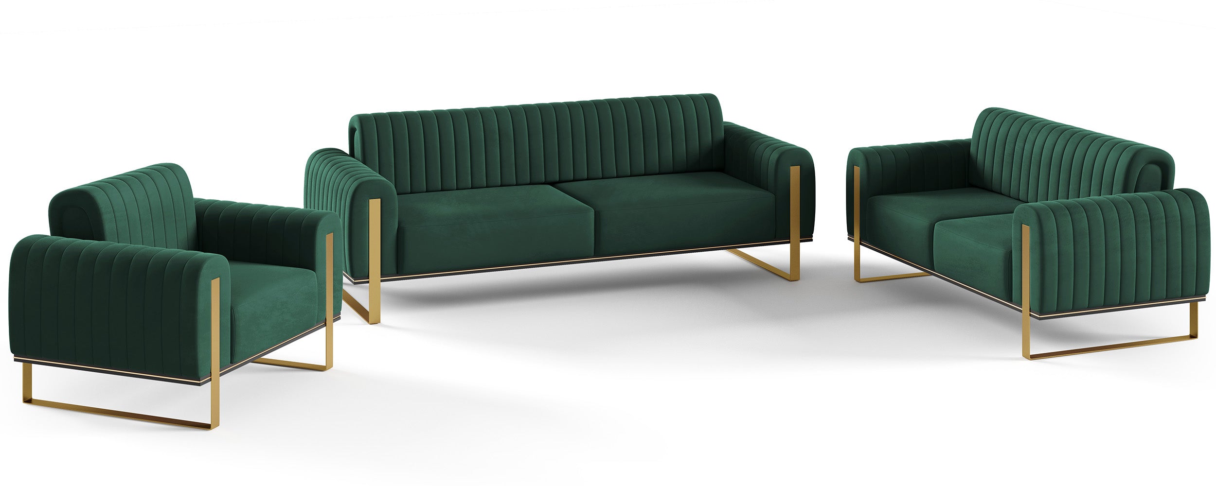 Zweisitziges Sofa Parissa aus grünem Samt