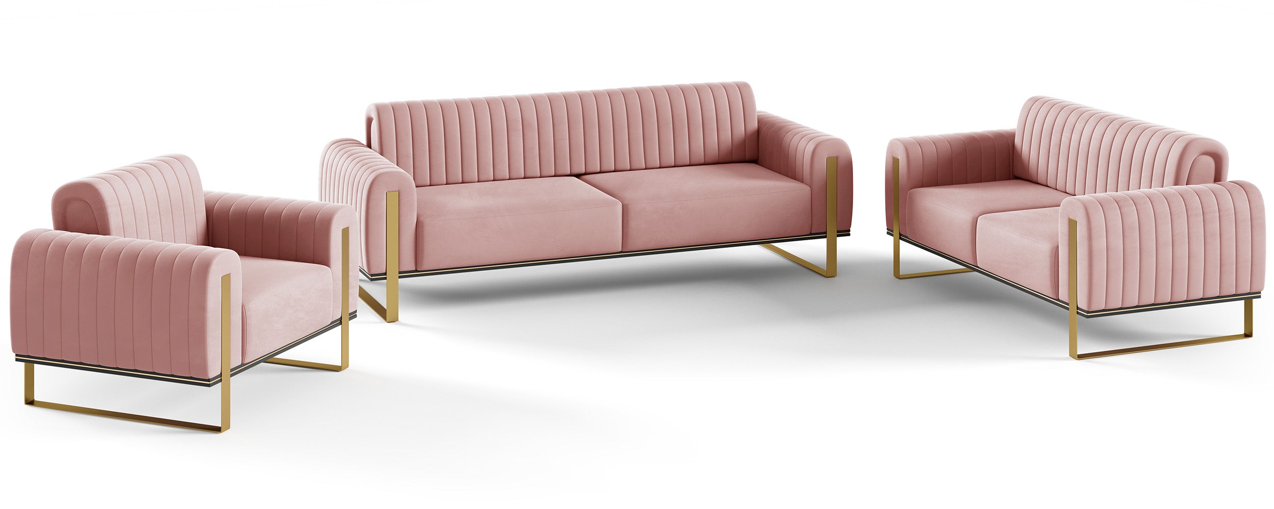 Zweisitziges Sofa Parissa aus rosa Samt