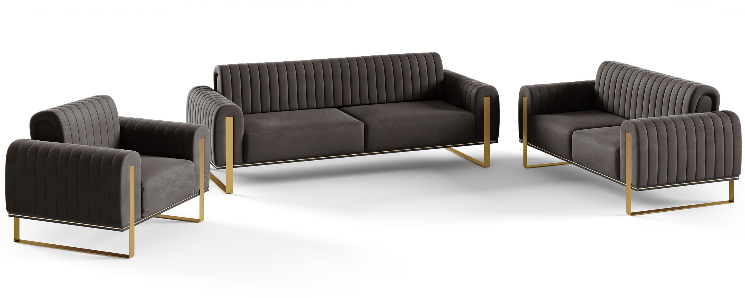 Zweisitziges Sofa Parissa aus dunkelgrauem Samt