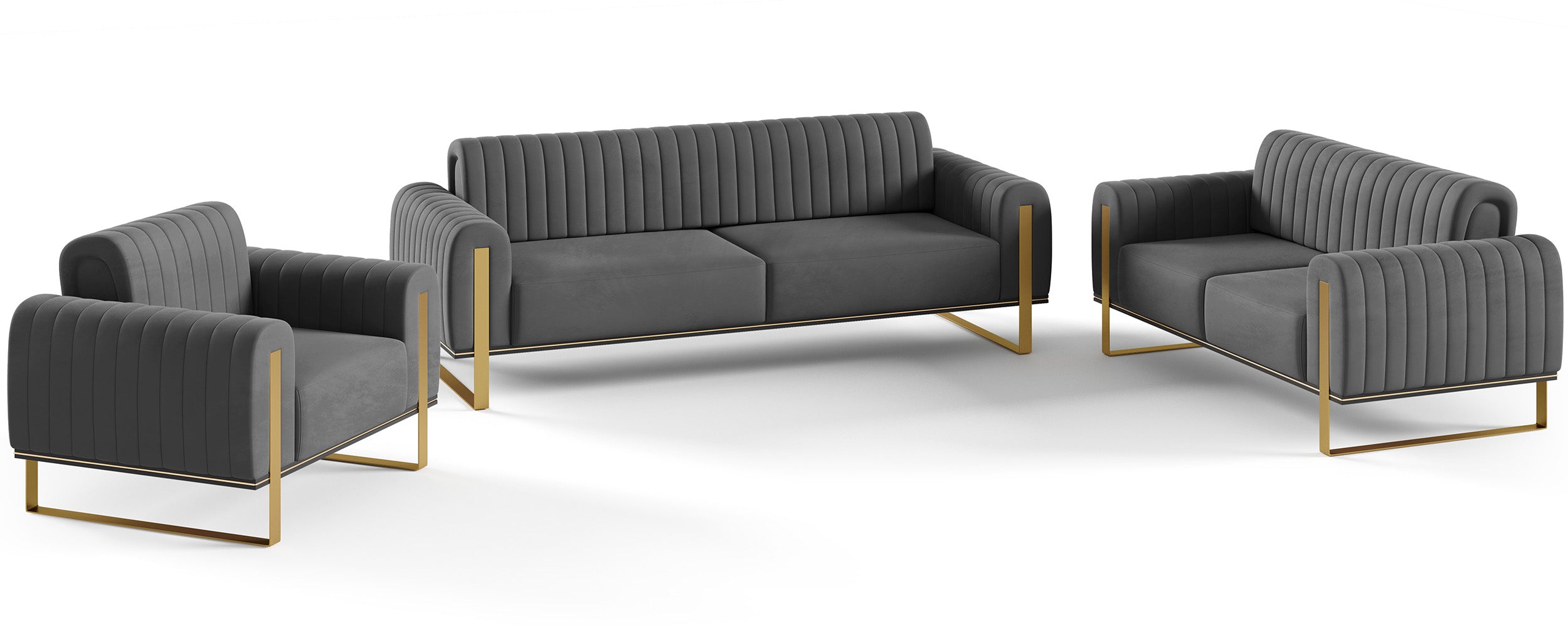 Zweisitziges Sofa Parissa, grauer Samt