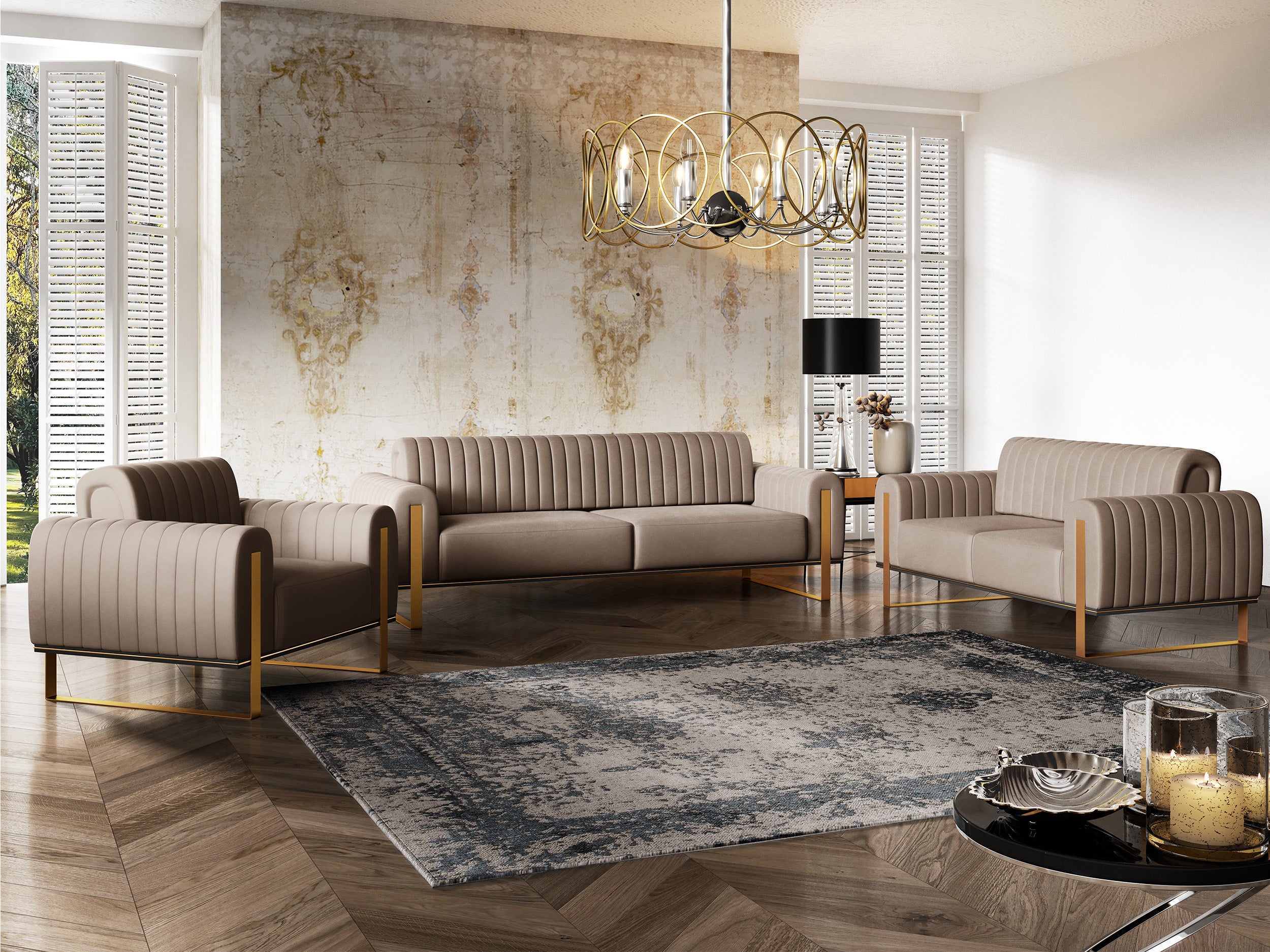 Zweisitziges Sofa Parissa aus braunem Samt