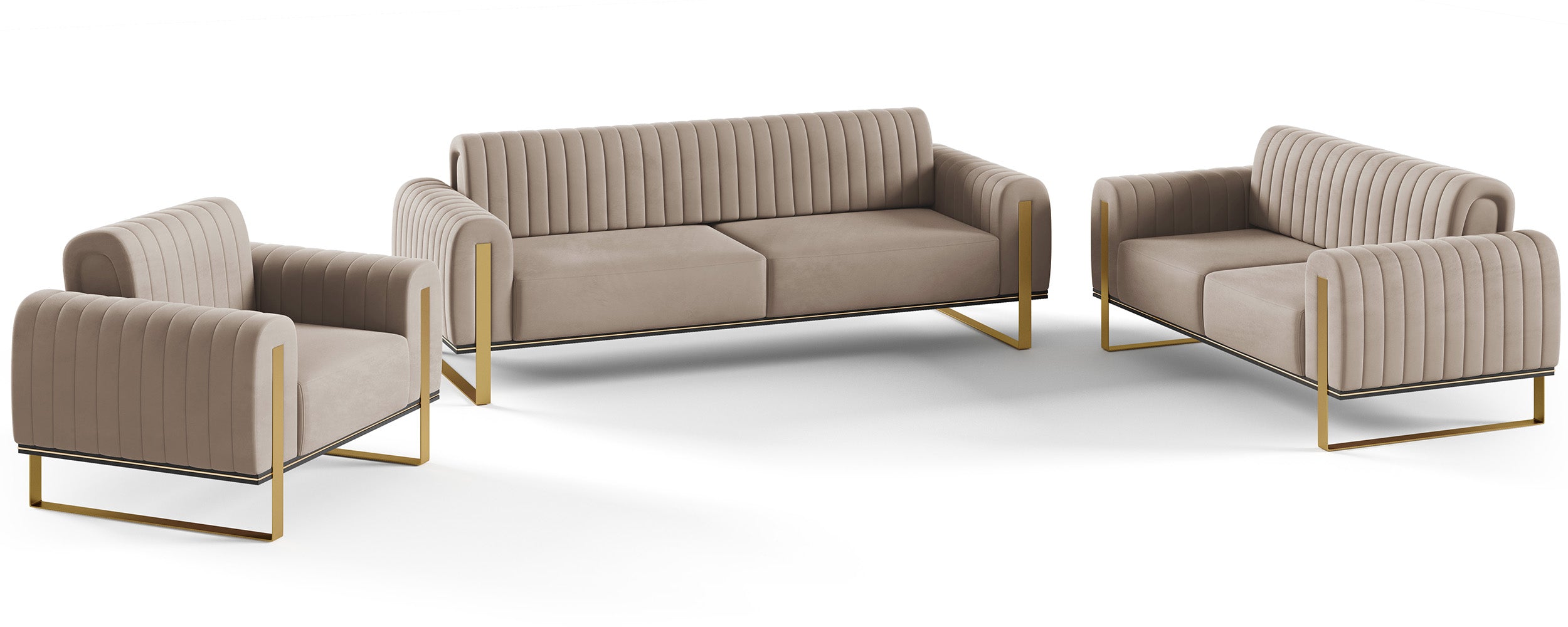 Zweisitziges Sofa Parissa aus braunem Samt