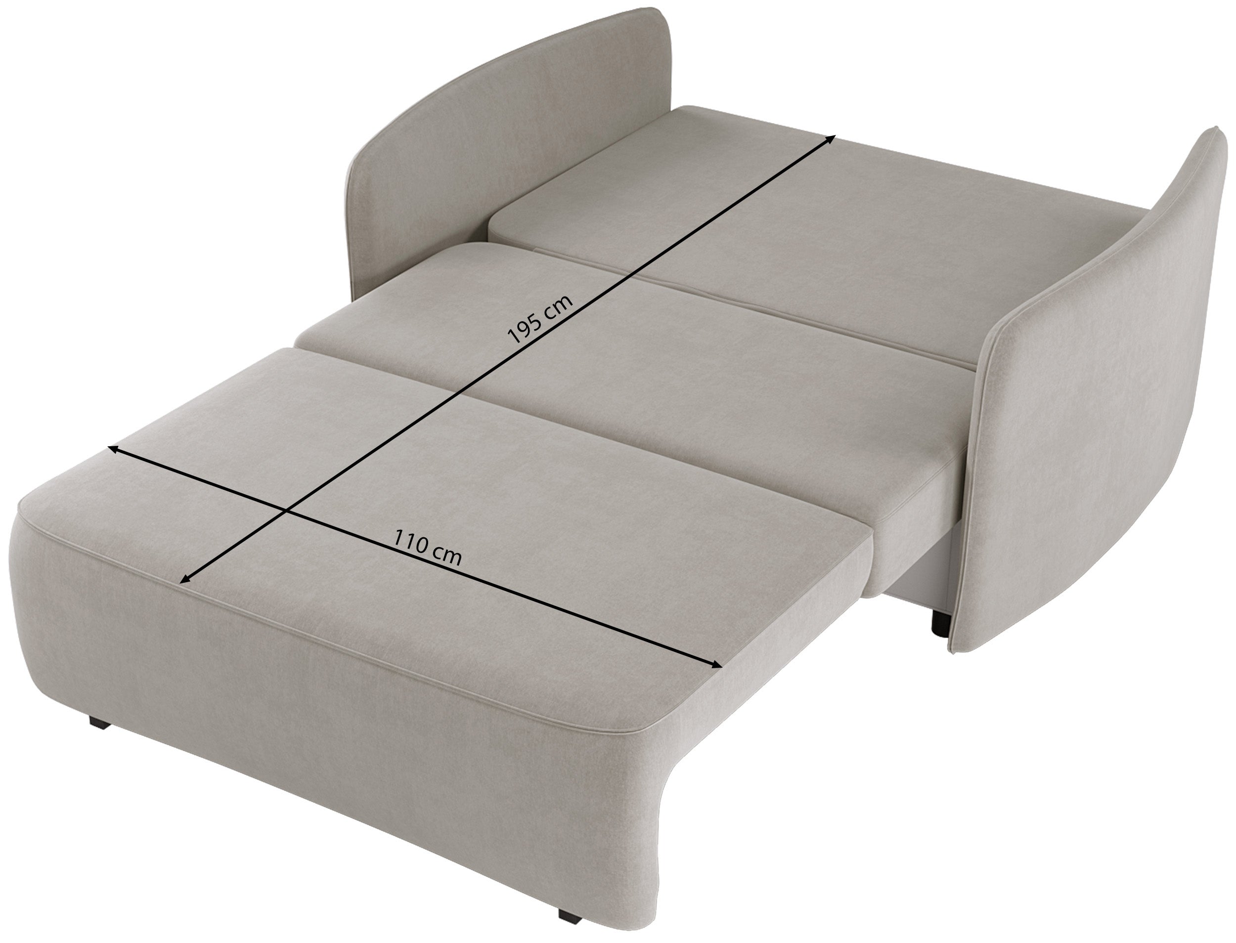Ausziehbare Zweisitzer-Couch Paxi 145 cm mit Stauraum, Pflaumenfarbener Chenillestoff