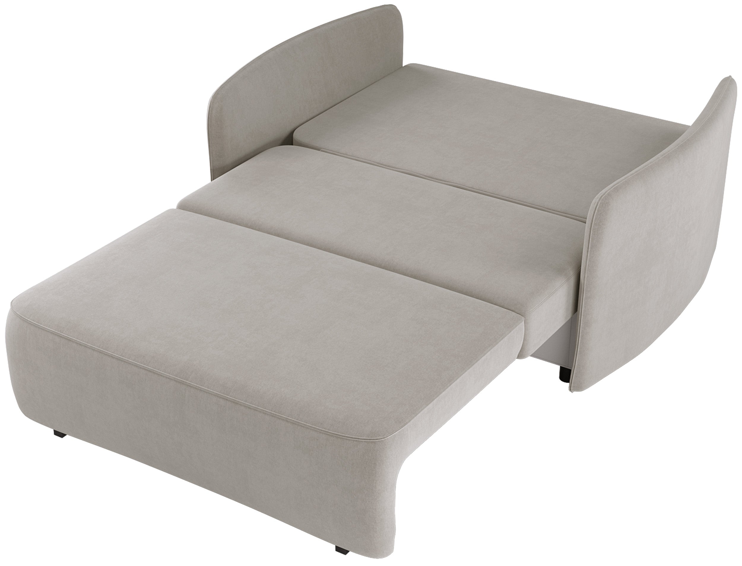 Zweisitziges ausklappbares Sofa Paxi 145 cm mit Stauraum, hellbeiger Chenille-Bezug