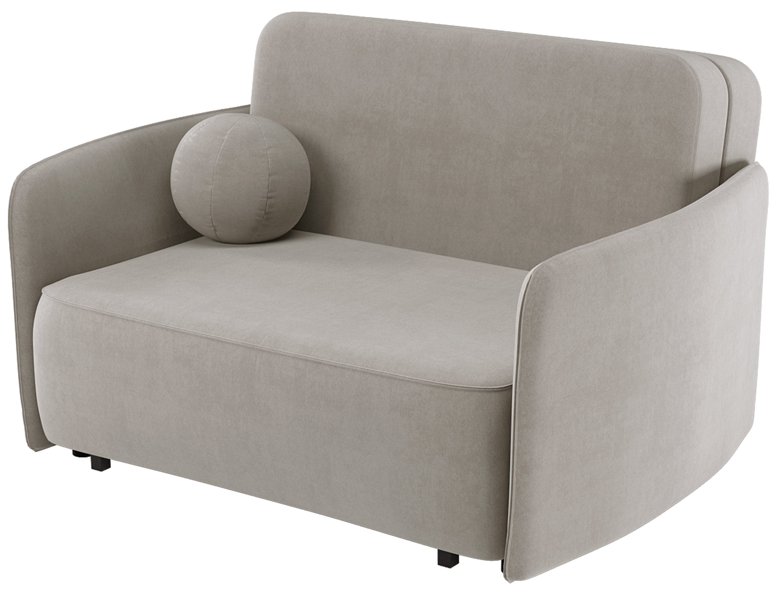 Zweisitziges ausklappbares Sofa Paxi 145 cm mit Stauraum, hellbeiger Chenille-Bezug