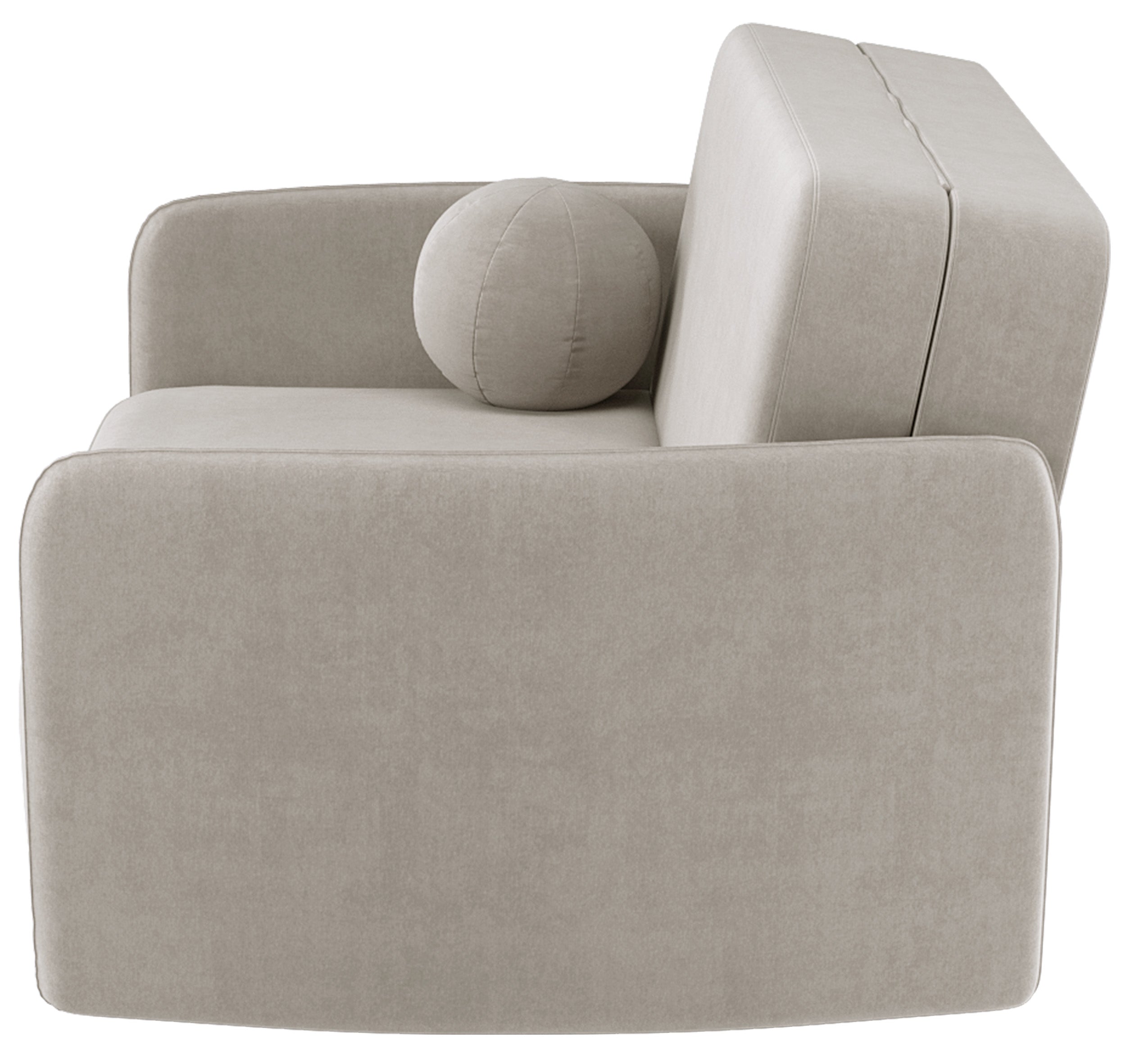 Zweisitziges ausklappbares Sofa Paxi 145 cm mit Stauraum, hellbeiger Chenille-Bezug