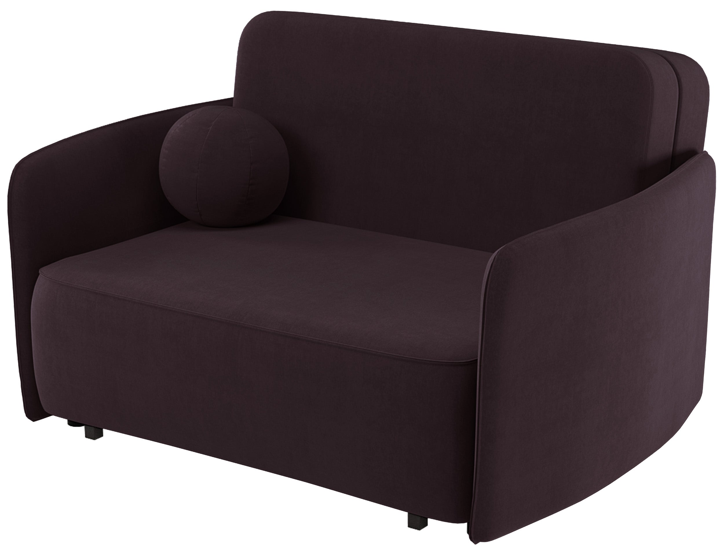 Ausziehbare Zweisitzer-Couch Paxi 145 cm mit Stauraum, Pflaumenfarbener Chenillestoff