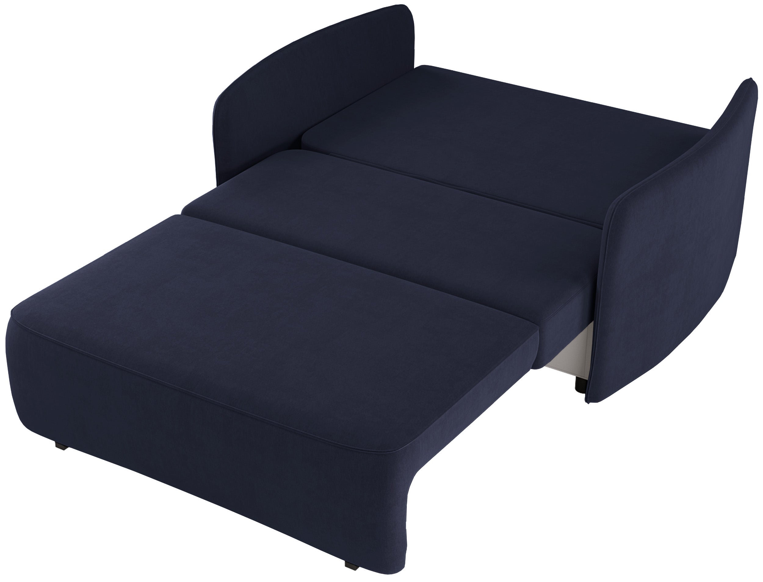 Ausziehbares Zweisitzer-Sofa Paxi 145 cm mit Stauraum, marineblauer Chenille-Stoff