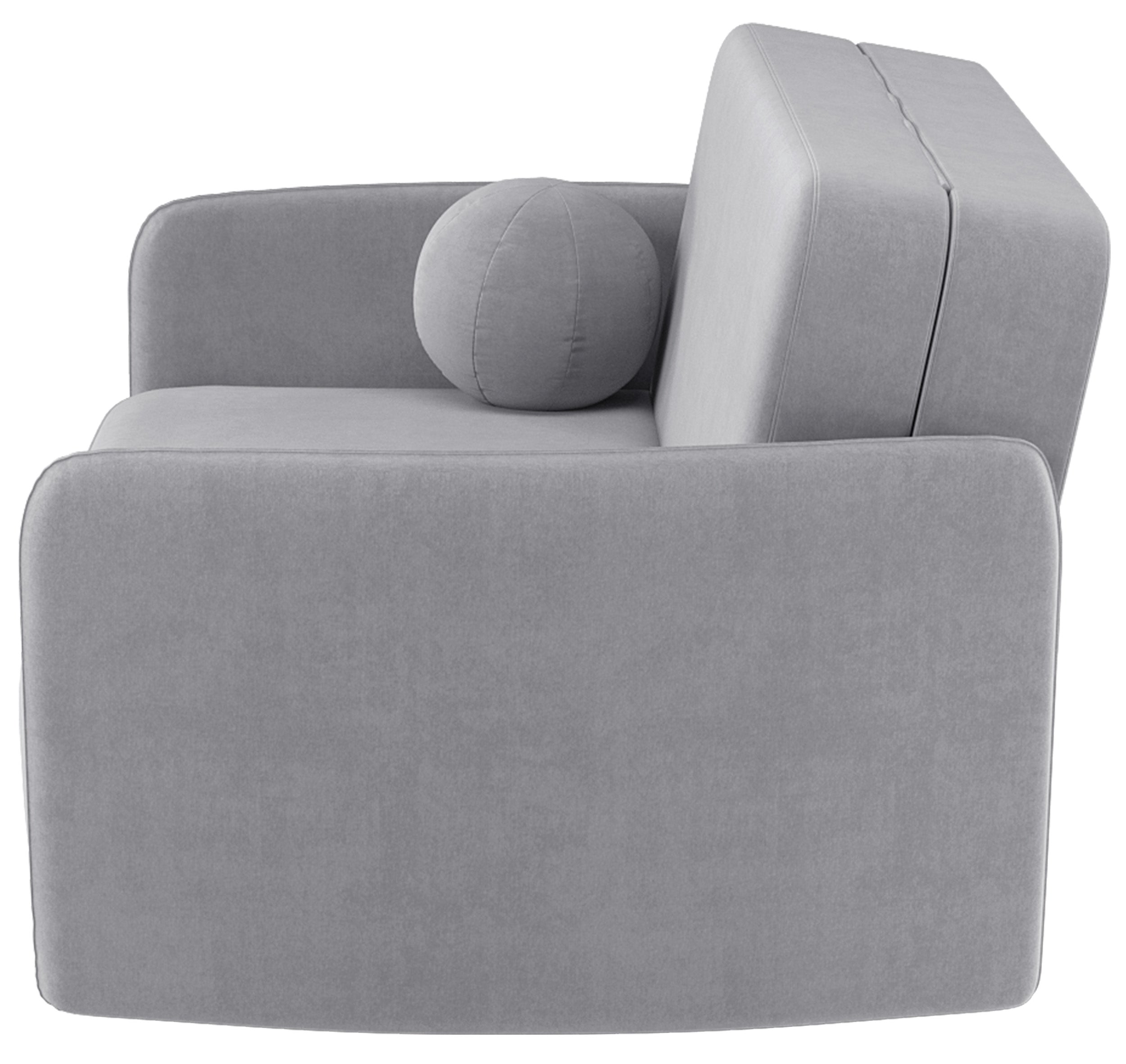 Ausziehbares Zweisitzer-Sofa Paxi 145 cm mit Stauraum, hellgrauer Chenille-Bezug