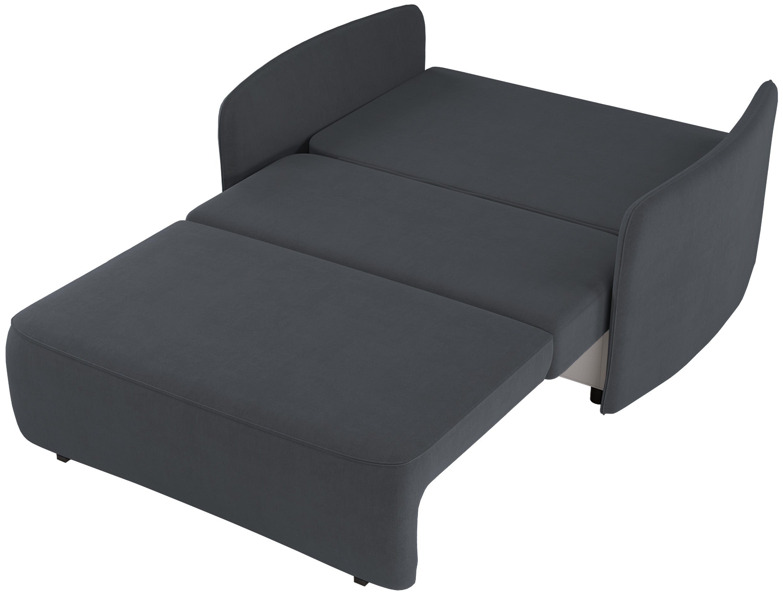 Ausziehbares Zweisitzer-Sofa Paxi 145 cm mit Stauraum, dunkelgrauer Chenille-Bezug