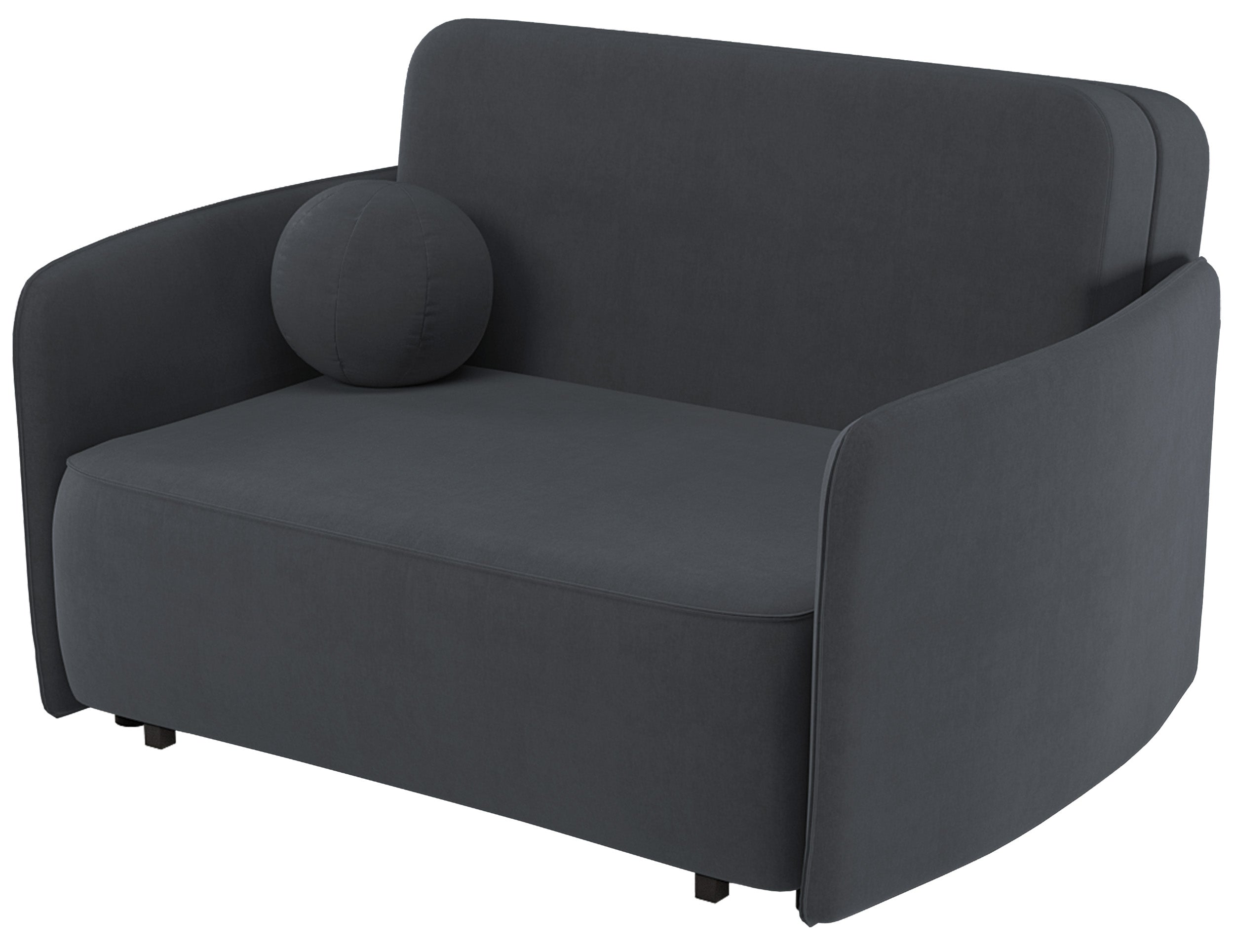 Ausziehbares Zweisitzer-Sofa Paxi 145 cm mit Stauraum, dunkelgrauer Chenille-Bezug