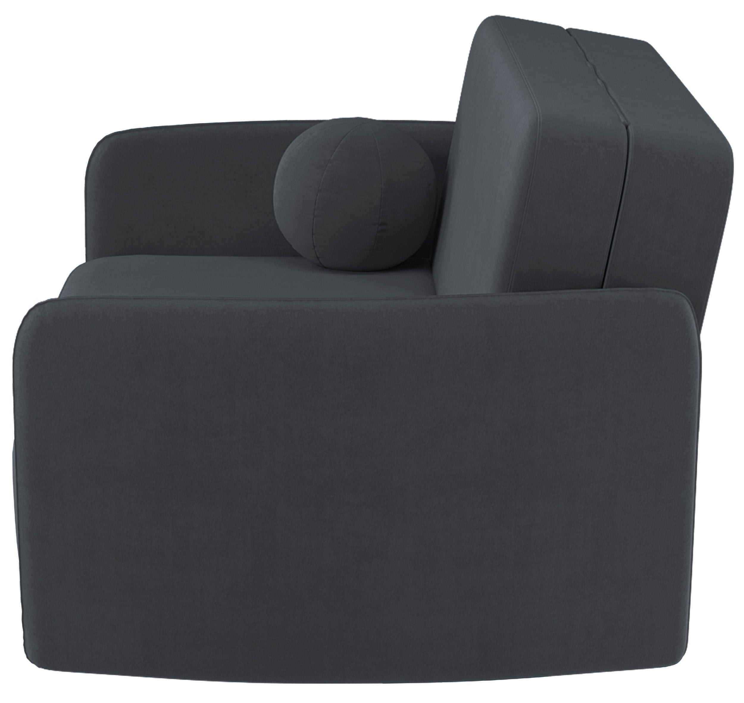 Ausziehbares Zweisitzer-Sofa Paxi 145 cm mit Stauraum, dunkelgrauer Chenille-Bezug