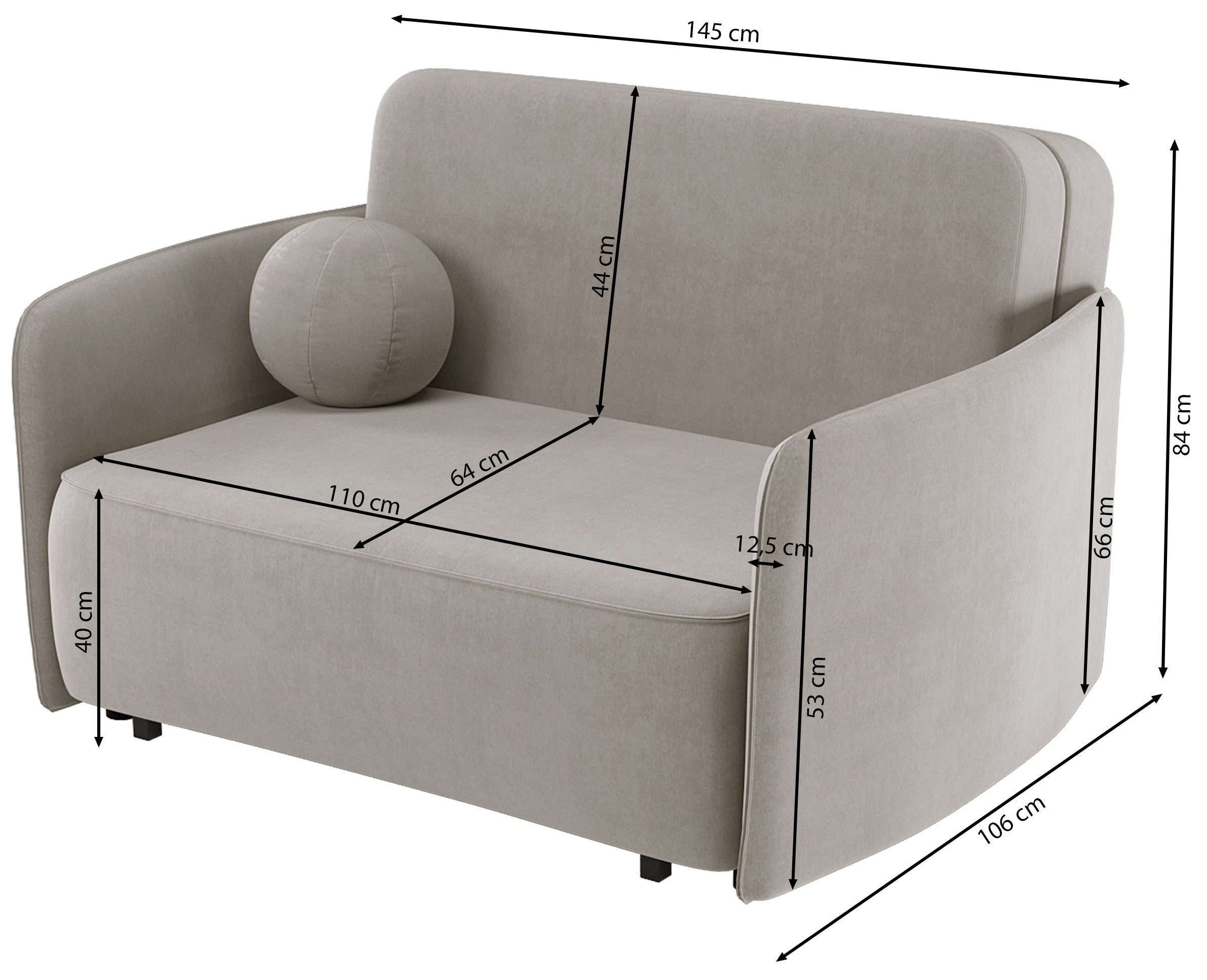 Ausziehbare Zweisitzer-Couch Paxi 145 cm mit Stauraum, Pflaumenfarbener Chenillestoff