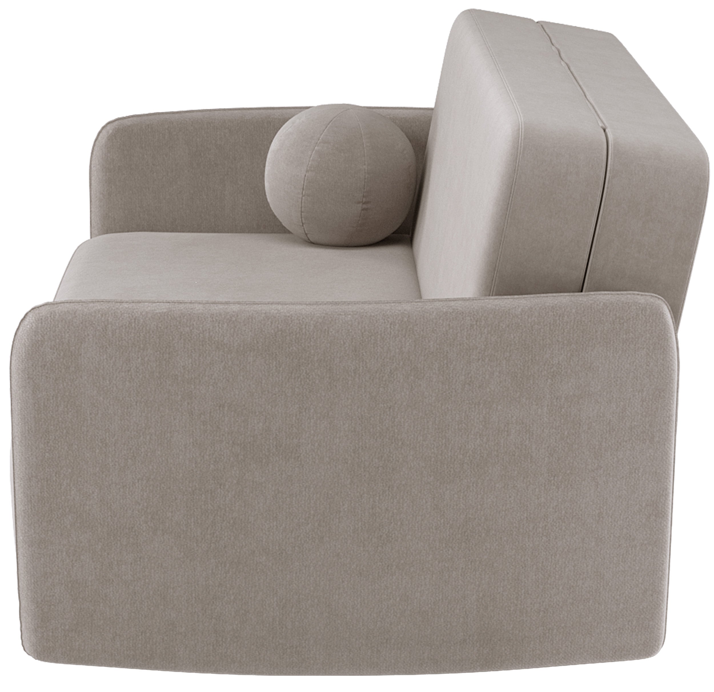 Ausziehbares Zweisitzer-Sofa Paxi 165 cm mit Stauraum, hellbeiger Chenille-Bezug