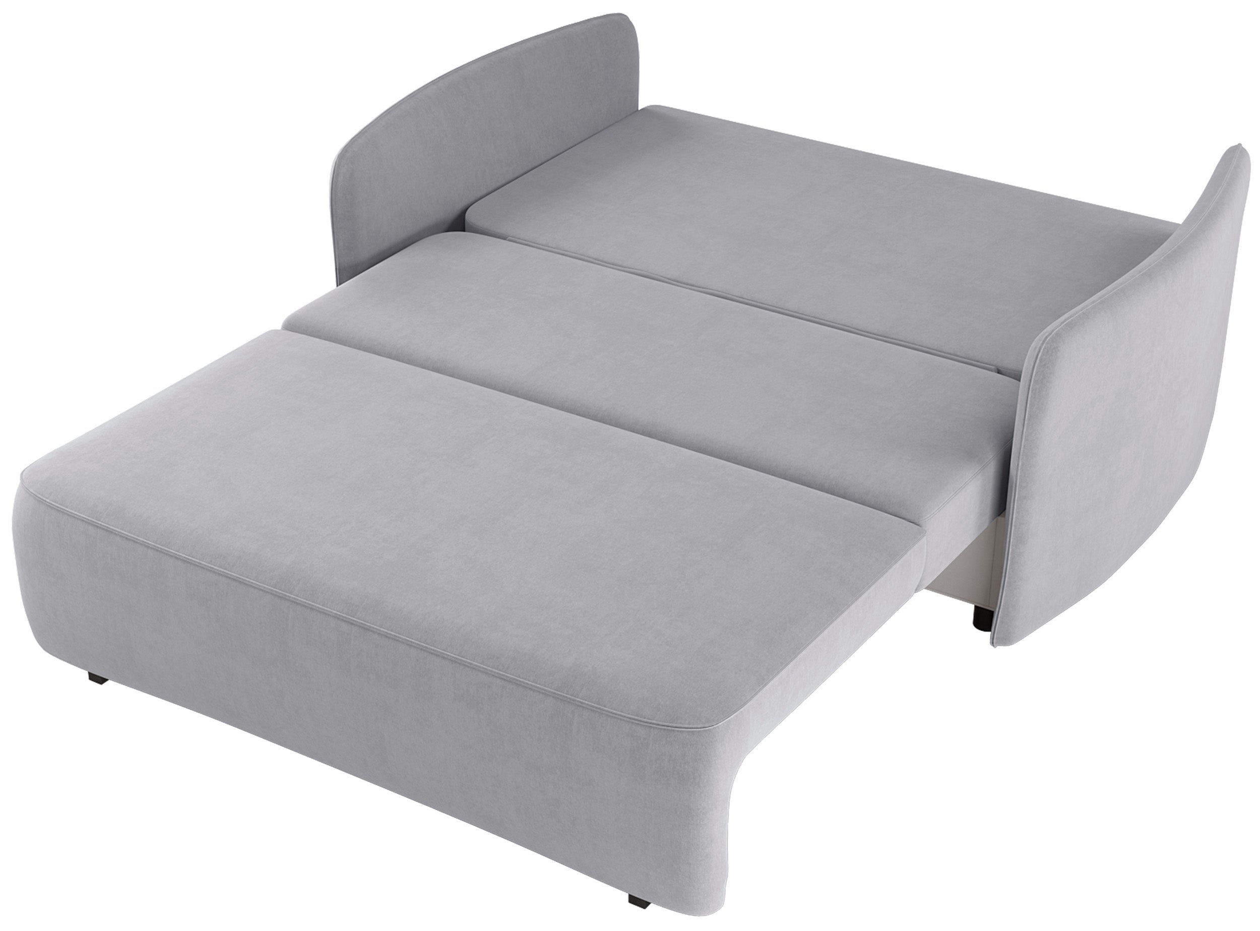 Ausziehbares Zweiersofa Paxi 165 cm mit Stauraum, hellgrauer Chenille-Bezug