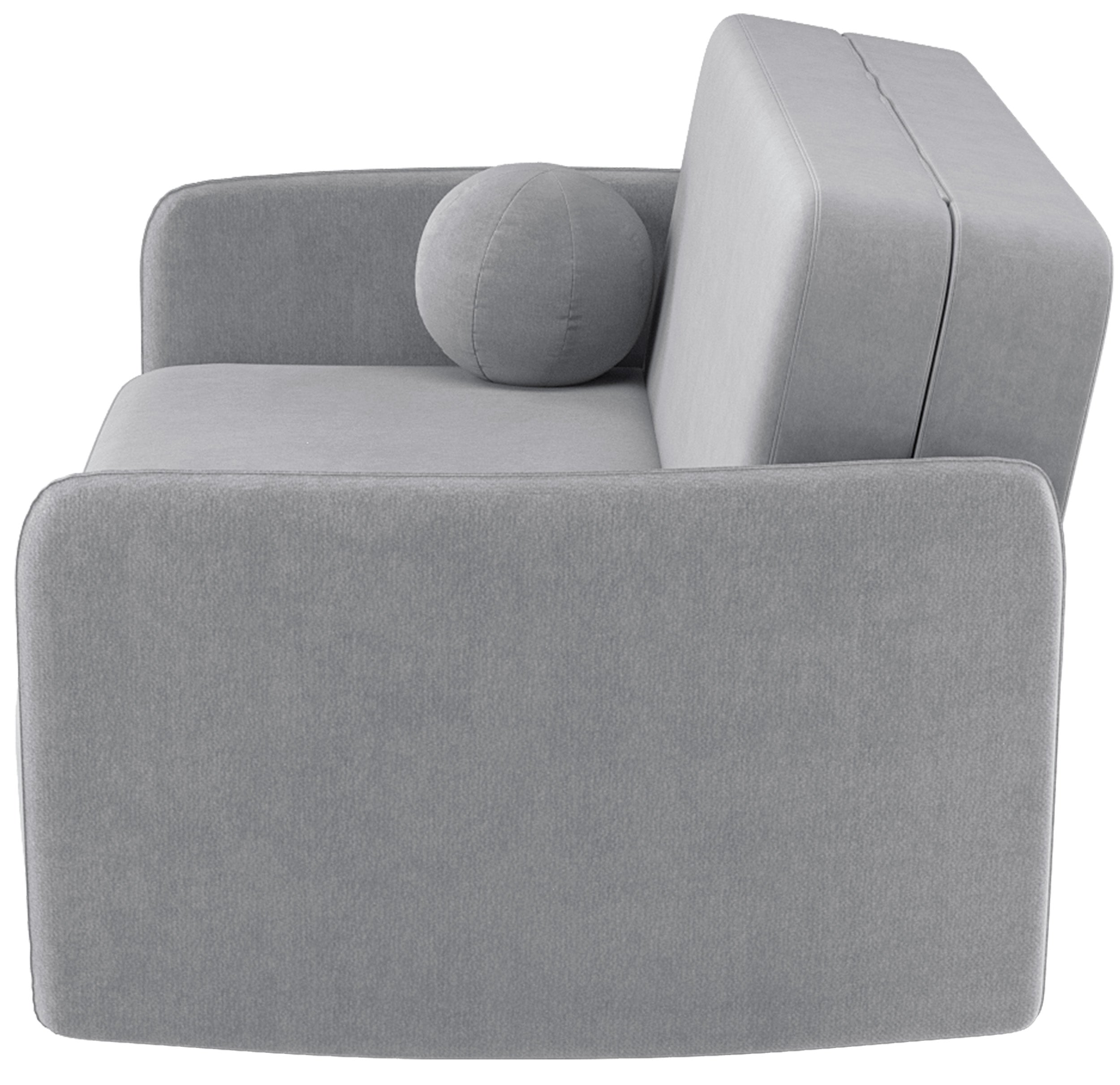 Ausziehbares Zweiersofa Paxi 165 cm mit Stauraum, hellgrauer Chenille-Bezug