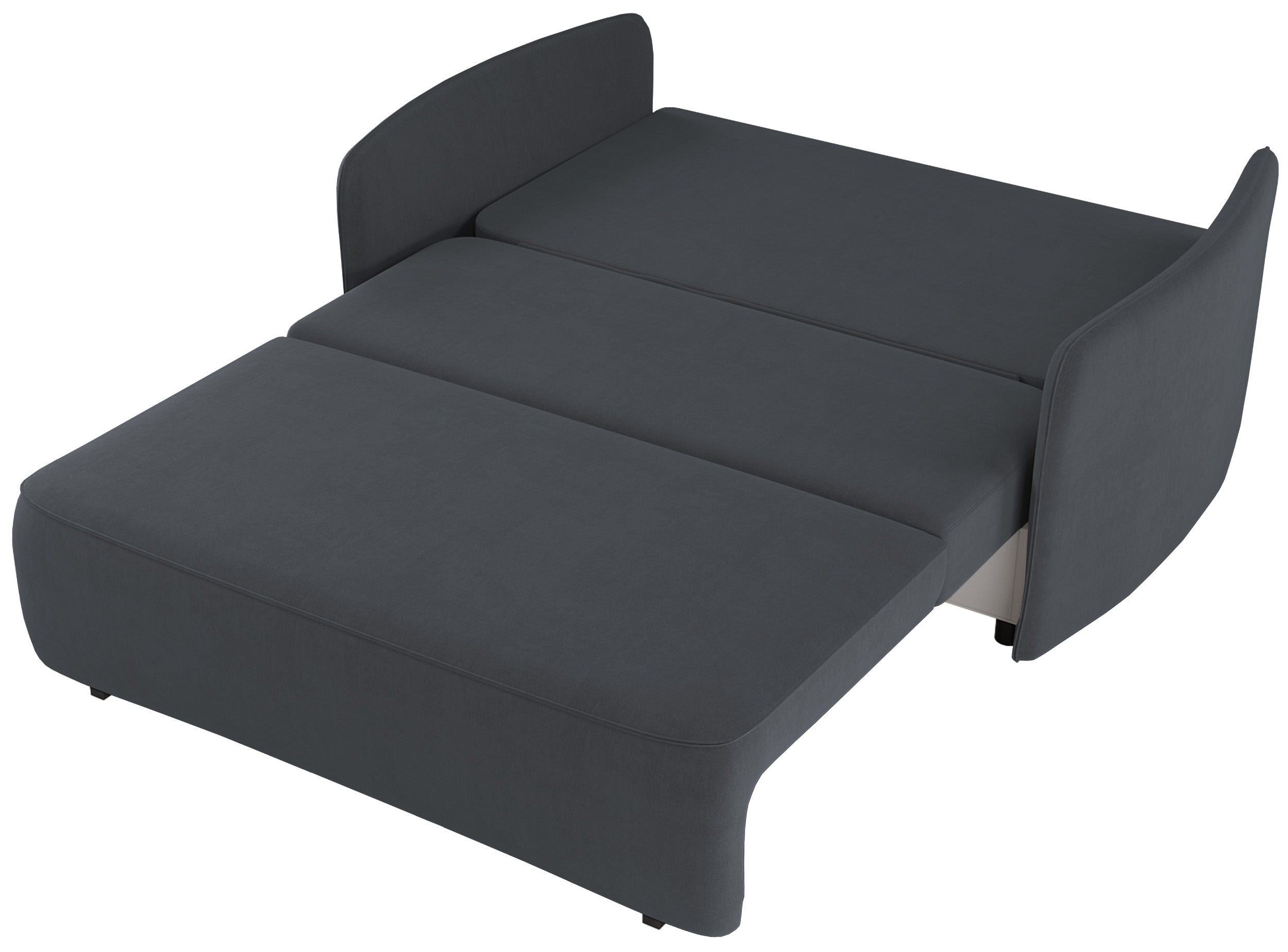 Zweisitziges Schlafsofa Paxi 165 cm mit Stauraum, dunkelgrauer Chenillebezug
