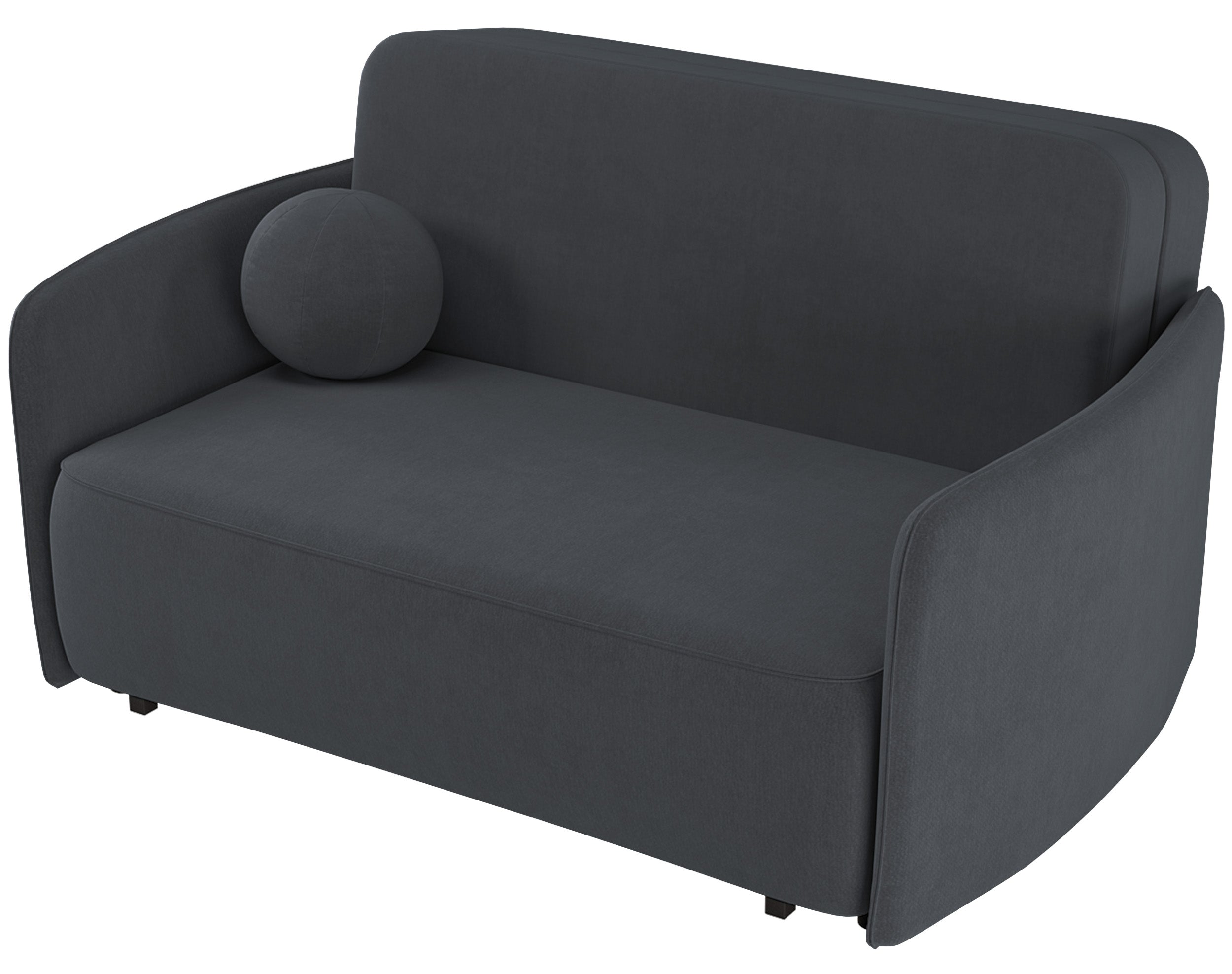 Zweisitziges Schlafsofa Paxi 165 cm mit Stauraum, dunkelgrauer Chenillebezug